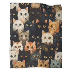 Cute Chat Plaid en Polaire Imprimé 3D Couverture Douce Confortable pour Canapé Lit Bureau