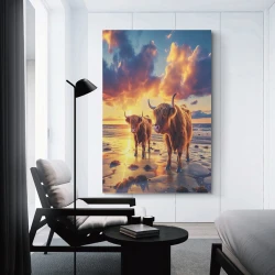 Vache des Highlands Peinture sur toile sans cadre, impressions posters art mural pour déco maison chambre bureau