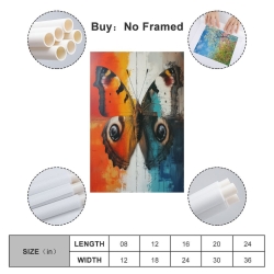 Papillon Peinture sur toile sans cadre, impressions posters art mural pour déco maison chambre bureau