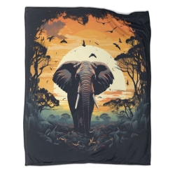Éléphant Plaid en Polaire Imprimé 3D Couverture Douce Confortable pour Canapé Lit Bureau