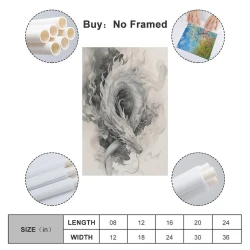 Dragon Peinture sur toile sans cadre, impressions posters art mural pour déco maison chambre bureau