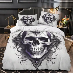 Crâne Housse de Couette Imprimée 3D Douce 3 Pièces Literie Garçons Filles