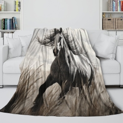Cheval Plaid en Polaire Imprimé 3D Couverture Douce Confortable pour Canapé Lit Bureau