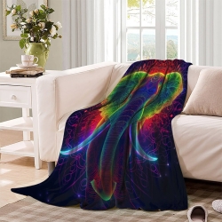 Éléphant Plaid en Polaire Imprimé 3D Couverture Douce Confortable pour Canapé Lit Bureau