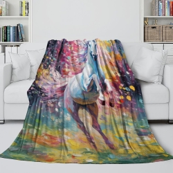 Cheval Plaid en Polaire Imprimé 3D Couverture Douce Confortable pour Canapé Lit Bureau