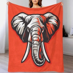 Éléphant Plaid en Polaire Imprimé 3D Couverture Douce Confortable pour Canapé Lit Bureau