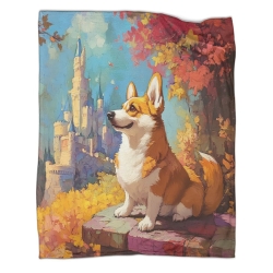 Corgi Plaid en Polaire Imprimé 3D Couverture Douce Confortable pour Canapé Lit Bureau