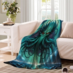 Mythe de l'horreur Cthulhu Plaid en Polaire Imprimé 3D Couverture Douce Confortable pour Canapé Lit Bureau