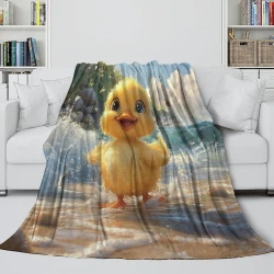 Canard jaune Plaid en Polaire Imprimé 3D Couverture Douce Confortable pour Canapé Lit Bureau