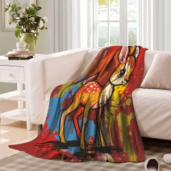 Cerf sika Plaid en Polaire Imprimé 3D Couverture Douce Confortable pour Canapé Lit Bureau