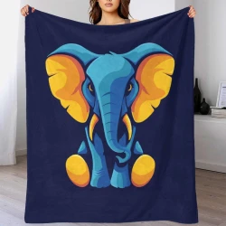 Éléphant Plaid en Polaire Imprimé 3D Couverture Douce Confortable pour Canapé Lit Bureau