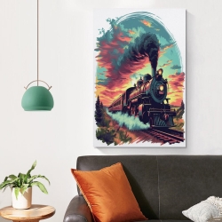 Tren de vapor Pintura en lienzo sin marco, impresiones de pósters arte pared para decoración hogar dormitorio oficina