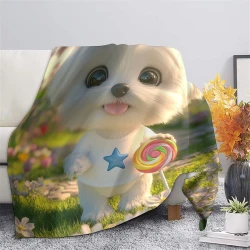 Poodle Chien Plaid en Polaire Imprimé 3D Couverture Douce Confortable pour Canapé Lit Bureau