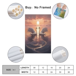 Swan Unframed Canvas Painting, Wall Art Poster Prints for Home Bedroom Office Decoration