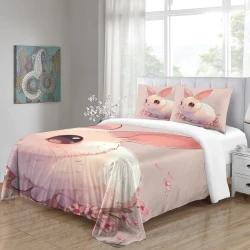 Lapin Housse de Couette Imprimée 3D Douce 3 Pièces Literie Garçons Filles