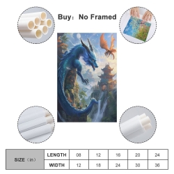 Dragon Peinture sur toile sans cadre, impressions posters art mural pour déco maison chambre bureau