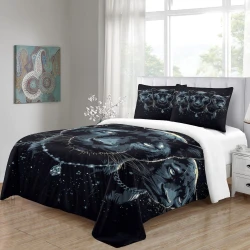 Panthère noire Housse de Couette Imprimée 3D Douce 3 Pièces Literie Garçons Filles