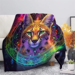 Chat Plaid en Polaire Imprimé 3D Couverture Douce Confortable pour Canapé Lit Bureau