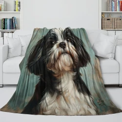 Shih Tzu Plaid en Polaire Imprimé 3D Couverture Douce Confortable pour Canapé Lit Bureau