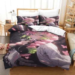 Tueur de démons: Demon Slayer Housse de Couette Imprimée 3D Douce 3 Pièces Literie Garçons Filles