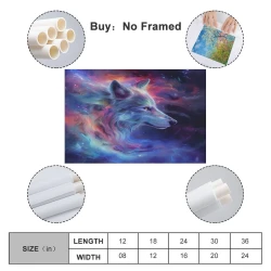 Colorful Loup Peinture sur toile sans cadre, impressions posters art mural pour déco maison chambre bureau