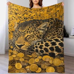 Leopard 3D Gedruckte Fleece-Decke Weiche Gemütliche Decke für Sofa Bett Büro