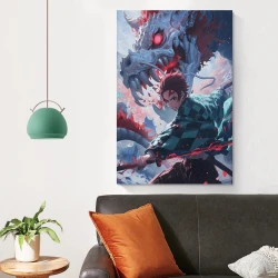 Tueur de démons: Demon Slayer Peinture sur toile sans cadre, impressions posters art mural pour déco maison chambre bureau