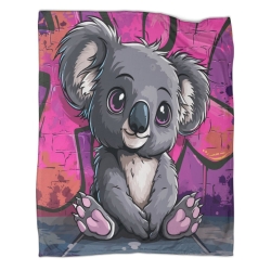 Koala Plaid en Polaire Imprimé 3D Couverture Douce Confortable pour Canapé Lit Bureau