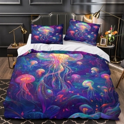 Méduse Housse de Couette Imprimée 3D Douce 3 Pièces Literie Garçons Filles