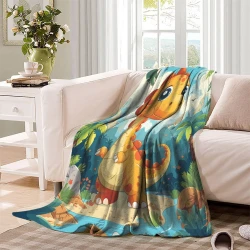 Dinosaure Plaid en Polaire Imprimé 3D Couverture Douce Confortable pour Canapé Lit Bureau