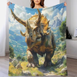 Dinosaure Plaid en Polaire Imprimé 3D Couverture Douce Confortable pour Canapé Lit Bureau