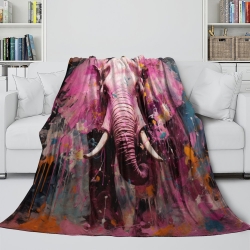 Éléphant Plaid en Polaire Imprimé 3D Couverture Douce Confortable pour Canapé Lit Bureau