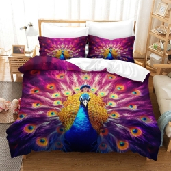 Paon Housse de Couette Imprimée 3D Douce 3 Pièces Literie Garçons Filles