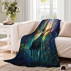 Renne Plaid en Polaire Imprimé 3D Couverture Douce Confortable pour Canapé Lit Bureau