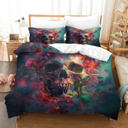 Crâne Housse de Couette Imprimée 3D Douce 3 Pièces Literie Garçons Filles