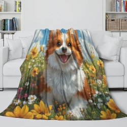 Corgi Plaid en Polaire Imprimé 3D Couverture Douce Confortable pour Canapé Lit Bureau