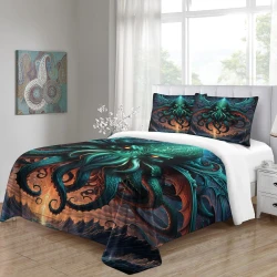Mythe de l'horreur Cthulhu Housse de Couette Imprimée 3D Douce 3 Pièces Literie Garçons Filles