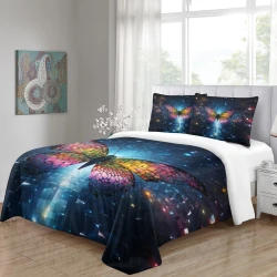 Papillon Housse de Couette Imprimée 3D Douce 3 Pièces Literie Garçons Filles