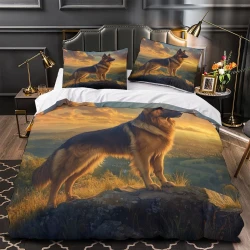 Berger allemand Housse de Couette Imprimée 3D Douce 3 Pièces Literie Garçons Filles