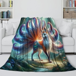 Renard Plaid en Polaire Imprimé 3D Couverture Douce Confortable pour Canapé Lit Bureau