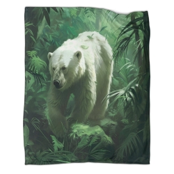 Ours polaire Plaid en Polaire Imprimé 3D Couverture Douce Confortable pour Canapé Lit Bureau