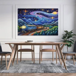 Train à vapeur Peinture sur toile sans cadre, impressions posters art mural pour déco maison chambre bureau