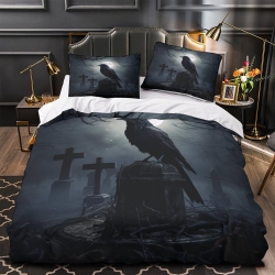 Corbeau Housse de Couette Imprimée 3D Douce 3 Pièces Literie Garçons Filles