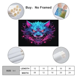 Loup Peinture sur toile sans cadre, impressions posters art mural pour déco maison chambre bureau