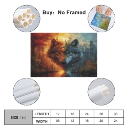 Loup Peinture sur toile sans cadre, impressions posters art mural pour déco maison chambre bureau