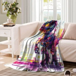 Dinosaure Plaid en Polaire Imprimé 3D Couverture Douce Confortable pour Canapé Lit Bureau