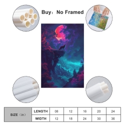 Colorful Loup Peinture sur toile sans cadre, impressions posters art mural pour déco maison chambre bureau