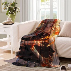 Tueur de démons: Demon Slayer Plaid en Polaire Imprimé 3D Couverture Douce Confortable pour Canapé Lit Bureau