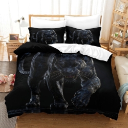 Panthère noire Housse de Couette Imprimée 3D Douce 3 Pièces Literie Garçons Filles