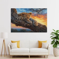 Léopard Peinture sur toile sans cadre, impressions posters art mural pour déco maison chambre bureau